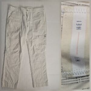 Hei Hei Cargo Seersucker Pants Sz 8 Straight Crop Striped Pockets Anthropologie